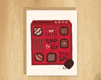 Hand-Lettered Little Chocolate Greeting Card, Valentines Day Card, Love Card, Chocolate Lover Card, Galentines Day Card