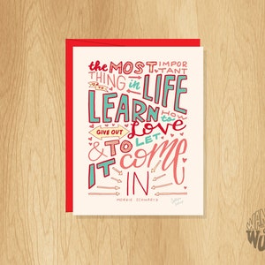 Carte de vœux Let Love In en lettres manuscrites, carte de saint-Valentin, carte d’amour, carte d’anniversaire, carte de mariage, carte pour mari, carte pour conjoint
