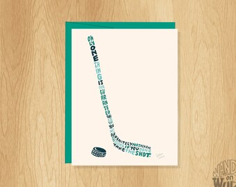 Hand-Lettered Hockey Card, Motivational Hockey Card, Wayne Gretzky Quote Card, Hockey Player Card, Card For Kid, Inspirational Card