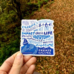 Sticker ondulations avec inscriptions à la main, Sticker source d'inspiration, Sticker Va créer des vagues, Sticker nautique, Sticker avec inscriptions à la main, Sticker motivant