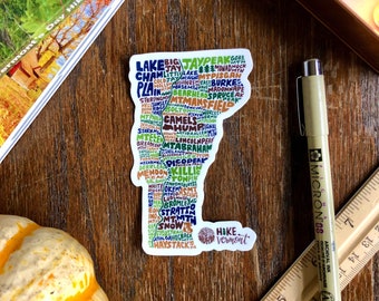 Pegatina de Vermont de Caminata Escrita A Mano, Pegatina De Las Montañas De Vermont, Pegatina De Vermont, Pegatina De Amante Al Aire Libre, Arte De Vermont, Pegatina De Letras A Mano