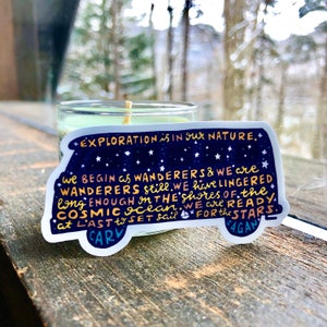 Handbeschriftete Exploration in unserer Natur Aufkleber, Bus Aufkleber, Inspiration Aufkleber, Wanderer Aufkleber, beschrifteter Aufkleber, Reiseaufkleber