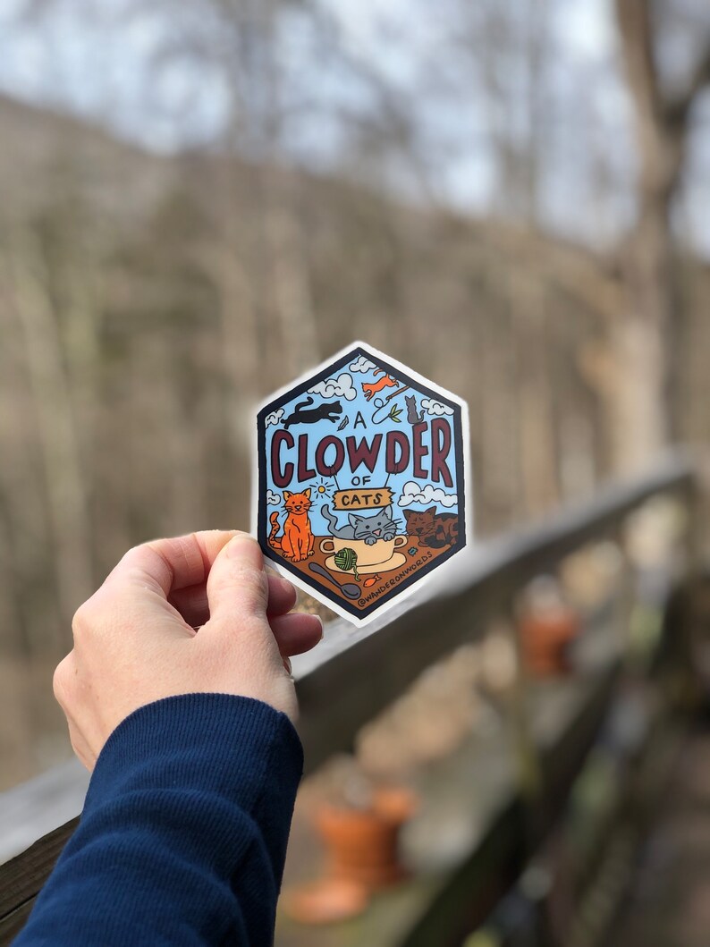 Clowder of Cats Sticker, Animal Collective Sticker, Cat Sticker, Hand ...