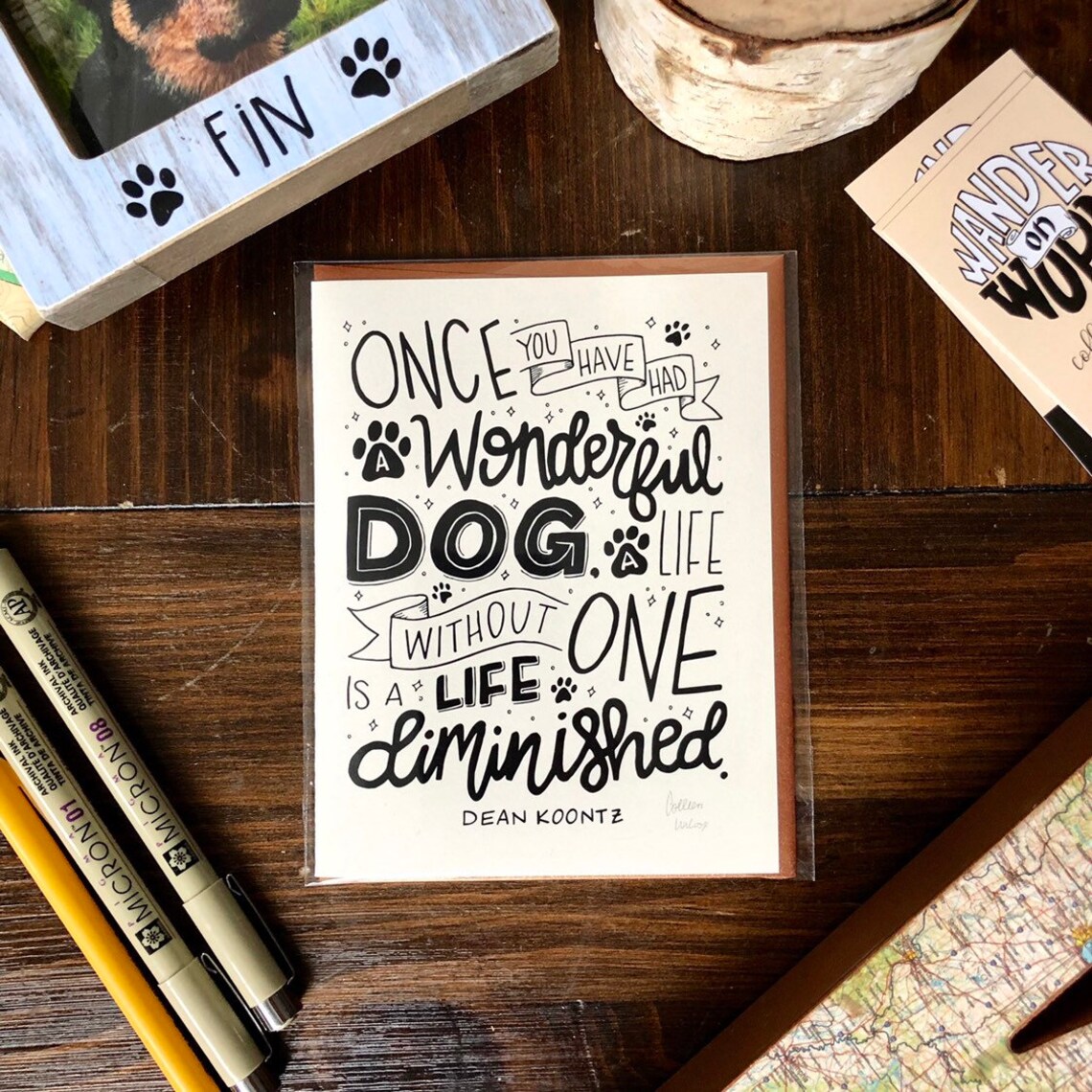 Handlettered Wonderful Dog Quote Card Dog Lover Card Dog  Etsy