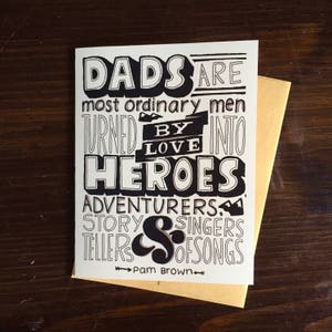 Hand-Lettered Dads are Heroes Card, Father's Day Card, Dad Card, Card for Dad, Card for Father, Father Quote Card image 2