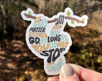 Pegatina inspiradora do not stop con letras a mano, pegatina de perezoso, pegatina de perezoso lindo, pegatina inspiradora, pegatina con letras a mano