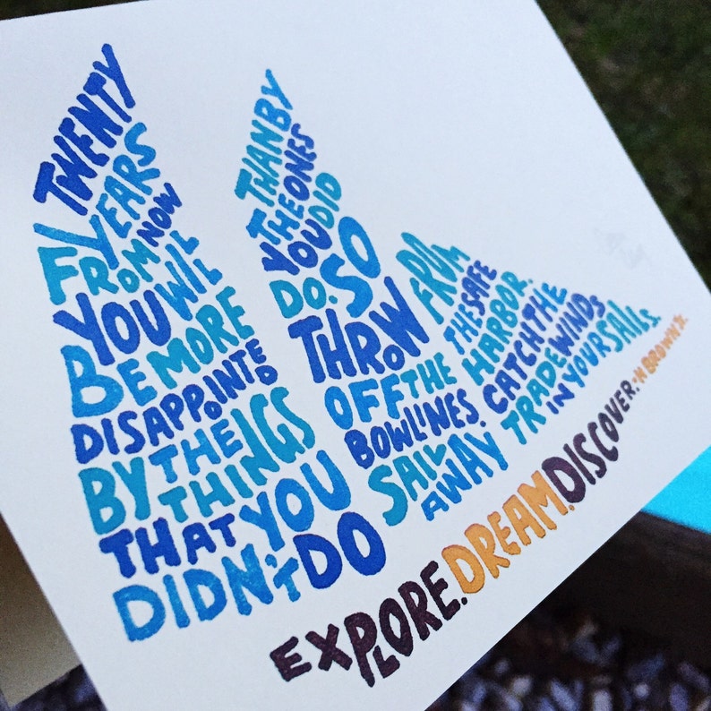 Hand-Lettered Explore. Dream. Discover. Card, Motivational Card, Travel Card, Graduation Card, Adventure Card, Inspirational Card, Ship Card image 3