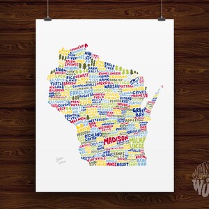 Hand-Lettered Wisconsin Print, Wisconsin Art, Wisconsin Shape, Wisconsin Gift, Wisconsin Design, Wisconsin Illustration