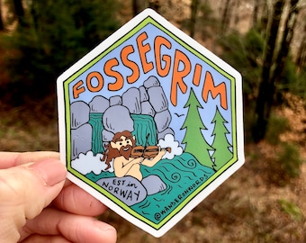 Hand-Lettered Fossegrim Sticker, Fossegrim Art Sticker, Mythological Critter Sticker, Hand-Drawn Sticker, Cryptid Art, Norwegian Myths