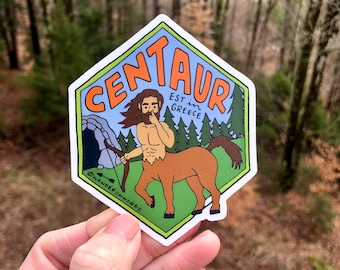 Hand-Lettered Centaur Sticker, Centaur Art Sticker, Mythological Critter Sticker, Hand-Drawn Sticker, Cryptid Art, Greek Mythology