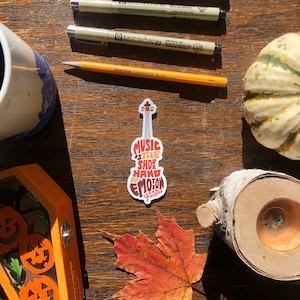 Pegatina de violonchelo con letras a mano, arte de violonchelo, diseño de violonchelo, pegatina inspiradora, regalo para amantes de la música, arte de citas musicales, pegatina con letras a mano
