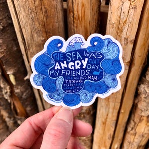 Adesivo O mar estava bravo naquele dia, adesivo com citação de Seinfeld, adesivo engraçado, adesivo de sitcom, adesivo de arte com letras à mão, adesivo de oceano bravo