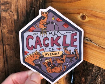 Cackle of Hyenas Sticker, Animal Collective Noun Sticker, Hyena Sticker, Hand-Drawn Hyena Sticker, Hyena Illustration, Funny Hyena Sticker