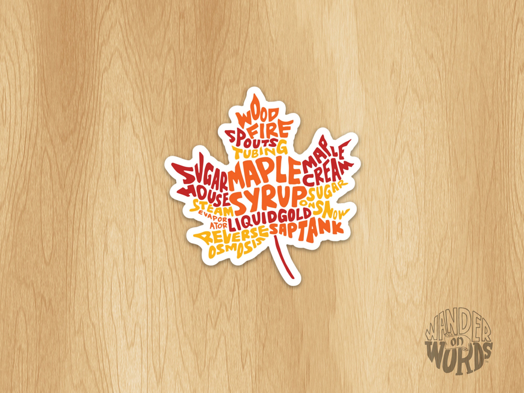 Hand-lettered Maple Syrup Leaf Sticker, Maple Sticker, Vermont Sticker ...