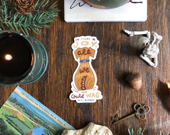 Pegatina de cola para menear escrita a mano, pegatina inspiradora, pegatina de perro, pegatina para amantes de los animales, arte canino, pegatina con frase sobre perros, pegatina para amantes de los perros