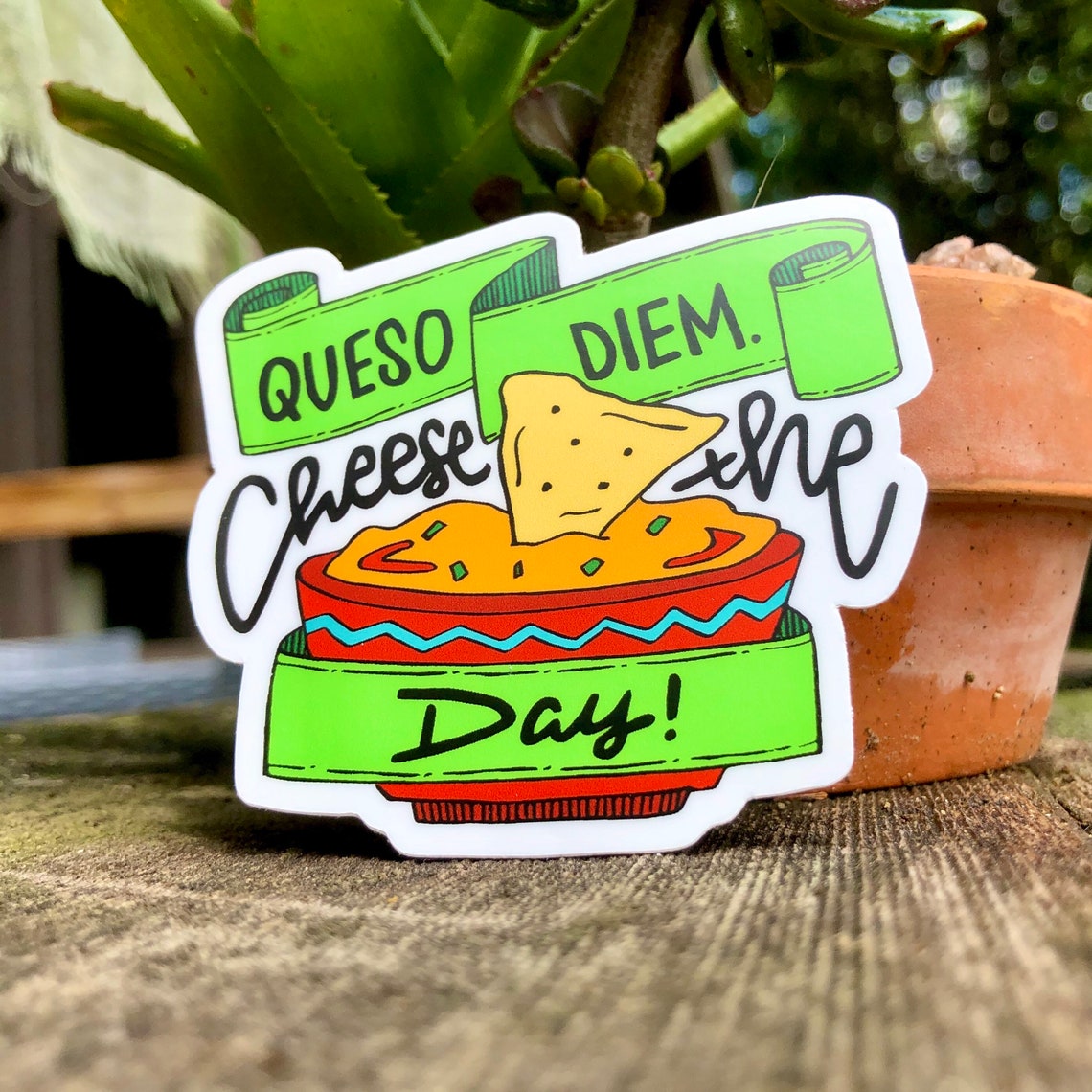 Handlettered Cheese the Day Sticker Queso Diem Sticker Etsy