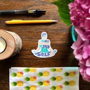 Handgeschreven yoga-zelfsticker, yogasticker, inspirerende sticker, sticker yogaliefhebber, sticker met letters, yogisticker