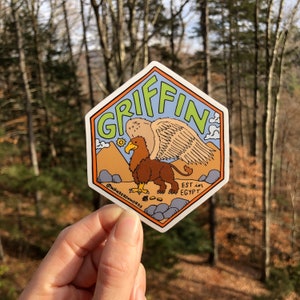 Griffin-Aufkleber, Griffin-Aufkleber, Mythologischer Aufkleber, Handgezeichneter Aufkleber, Cryptid Art