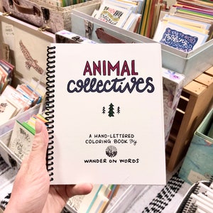 Hand-Lettered Animal Collective Coloring Book, Inspirational Coloring Book, Funny Coloring Book, Adult Coloring Book, Animal Group Name Book