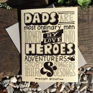 Hand-Lettered Dads are Heroes Card, Father's Day Card, Dad Card, Card for Dad, Card for Father, Father Quote Card image 3