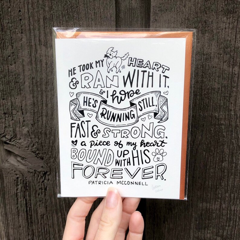 Hand-Lettered Took My Heart and Ran With It Card, Dog Sympathy Card, Dog Quote Card, Dog Card, Dog Lover Card, Pet Sympathy Card image 5