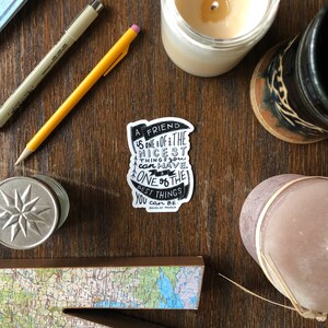 Sticker handgeschreven beste vriend, inspirerende sticker, sticker vriendschap, sticker inspirerende citaat, sticker handgeschreven vriend, sticker vriend