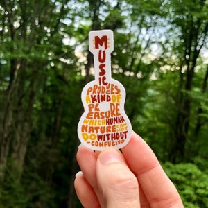 Handgeschreven gitaarsticker, sticker muziekliefhebber, inspirerende muzieksticker, sticker gitarist, sticker met letters, sticker muzikant