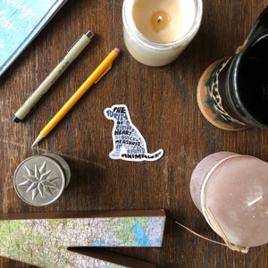 Handgeschreven hond sticker, inspirerende sticker, dierensticker, dierenvriend sticker, hond kunst, dierencitaat sticker, hondenliefhebber sticker