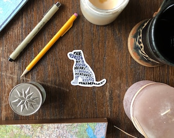 Pegatina de perro escrita a mano, pegatina inspiradora, pegatina de animal, pegatina para amantes de los animales, arte canino, pegatina con cita de animal, pegatina para amantes de los perros