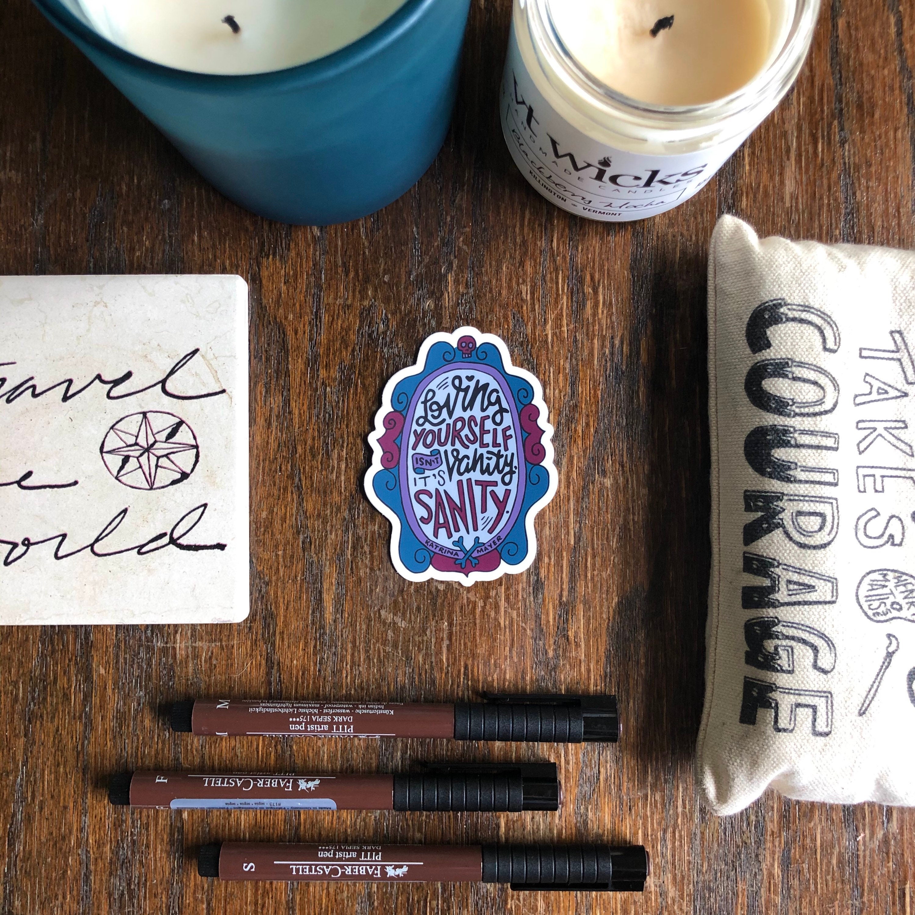 Hand-lettered Vanity Sanity Sticker, Inspirational Sticker ...