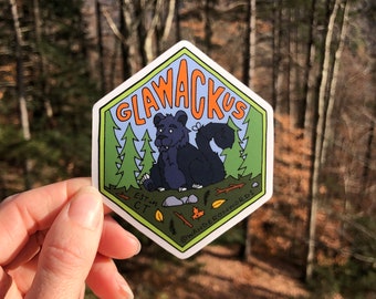 Hand-Lettered Glawackus Sticker, Glawackus Art Sticker, Mythological Critter Sticker, Hand-Drawn Sticker, Cryptid Art, Connecticut Cryptid