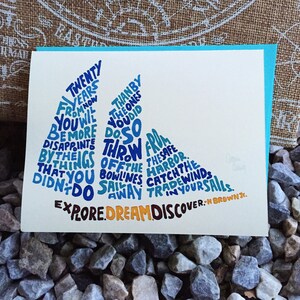 Hand-Lettered Explore. Dream. Discover. Card, Motivational Card, Travel Card, Graduation Card, Adventure Card, Inspirational Card, Ship Card image 2