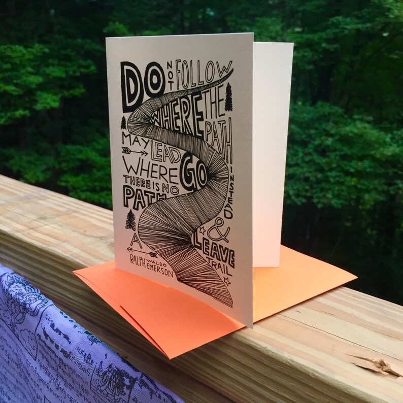Inspirational Card Emerson Quote Card Nature Card Encouragement Card Grad Card Motivational Card Hand-Lettered Leave a Trail Card