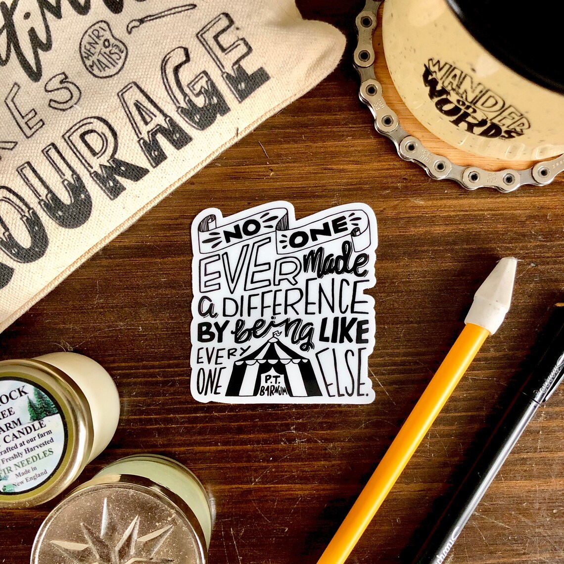 Hand-lettered Make a Difference Sticker, Inspirational Sticker ...