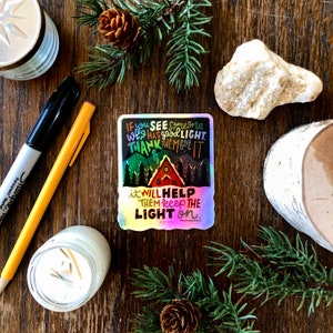 Handbeschriftete Good Light Sticker, Inspirational Holographic Sticker, Motivation Sticker, Lettered Sticker, Winter Cabin Sticker
