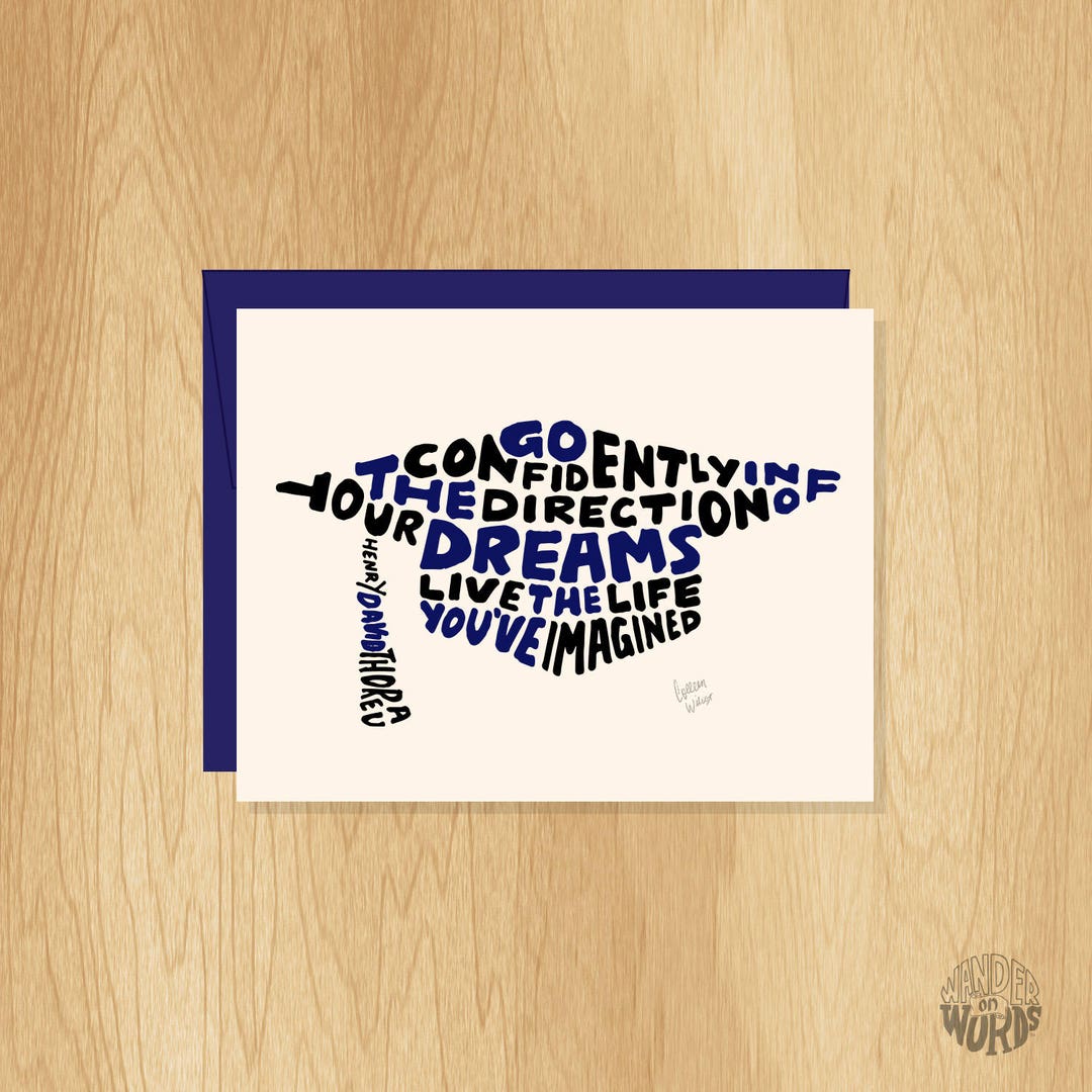 Hand Lettered Graduation Card Hand-lettered Graduation Card, Thoreau Quote - Etsy