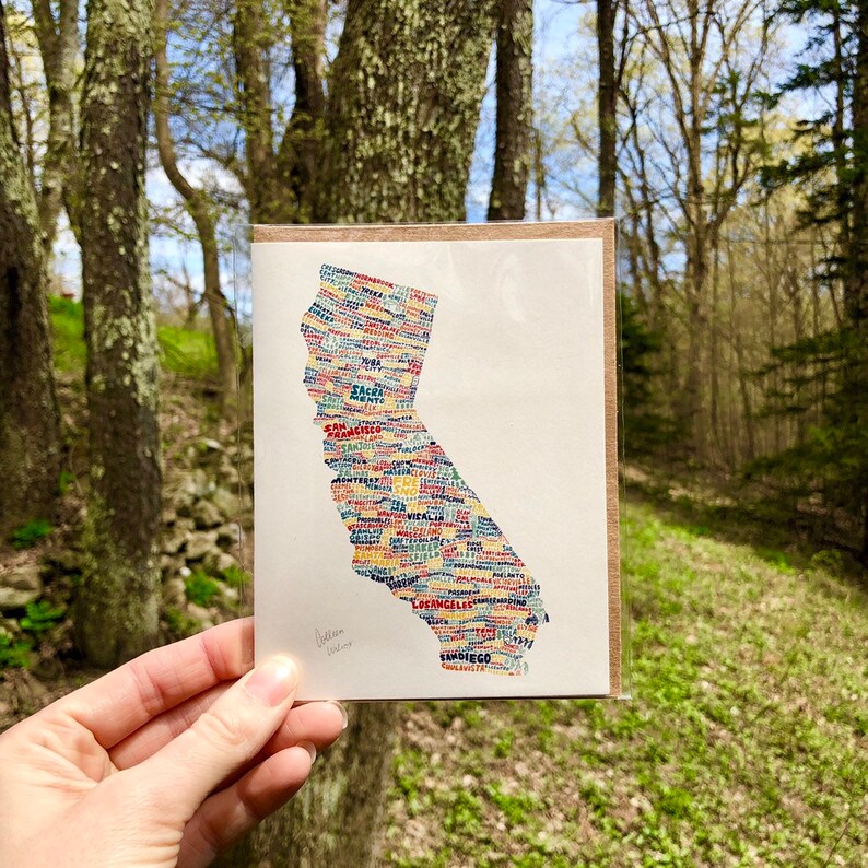Handlettered California Card California Gift California Etsy