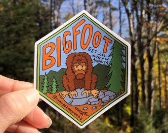 Hand-Lettered Bigfoot Sticker, Bigfoot Art Sticker, Mythological Critter Sticker, Hand-Drawn Sticker, Cryptid Art, Sasquatch Art