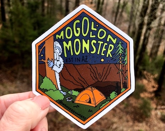 Hand-Lettered Mogollon Monster Sticker, Mogollon Monster Art, Mythological Critter Sticker, Hand-Drawn Sticker, Cryptid Art, Arizona Cryptid