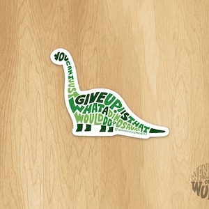 Naklejka z napisem „Dinozaur” napisana ręcznie, Naklejka z cytatem „Przyjaciele”, Naklejka z dinozaurem, Zabawna naklejka, Naklejka „Nie poddawaj się”, Podnosząca na duchu naklejka z napisem „Ręcznie pisana”