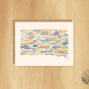 Hand-Lettered South Dakota Card, South Dakota Design, South Dakota Gift, South Dakota Map Art, South Dakota Illustration