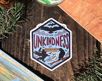 Unkindness of Ravens Sticker, Animal Collective Sticker, Raven Sticker, Hand-Drawn Sticker, Raven Art Sticker