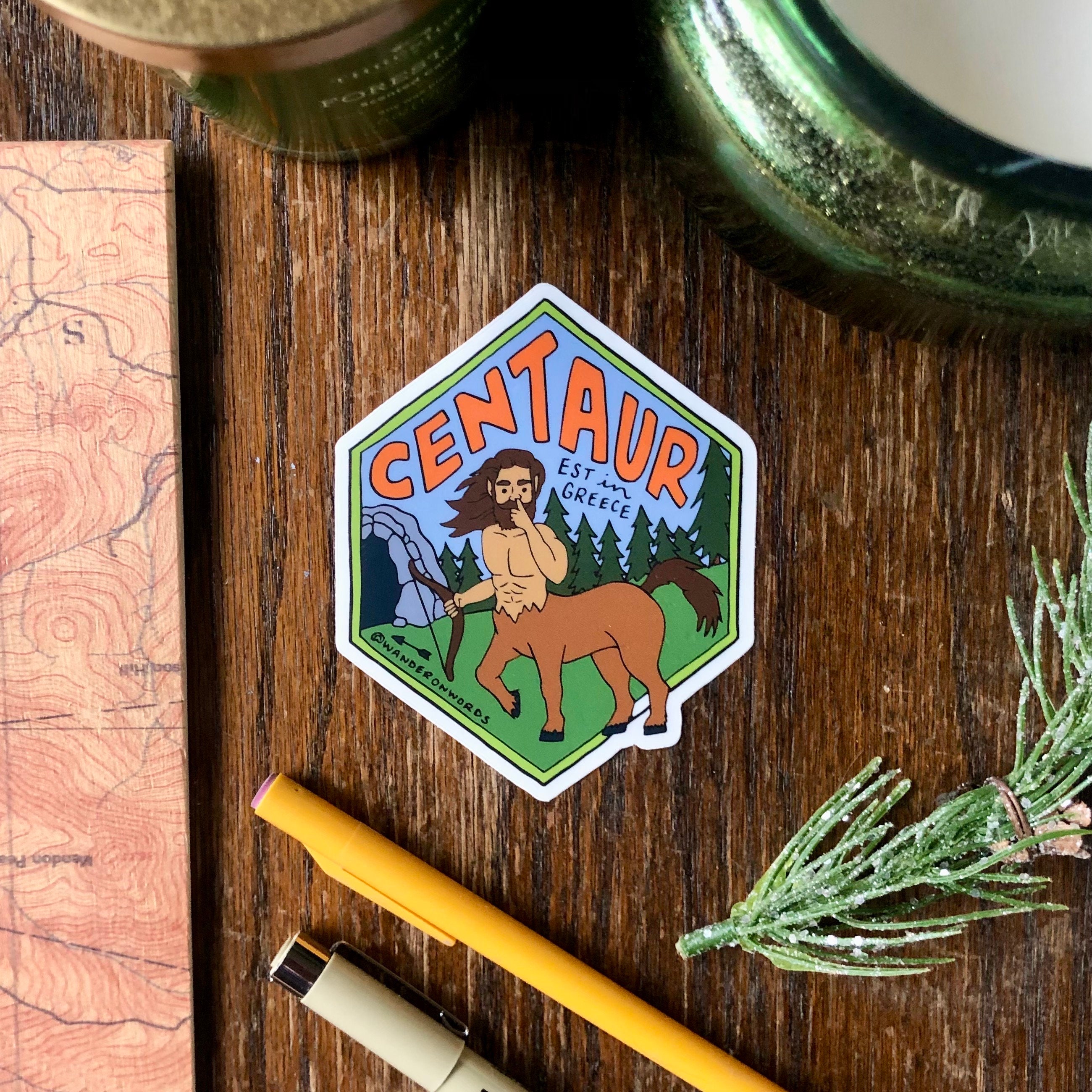 Hand-lettered Centaur Sticker, Centaur Art Sticker, Mythological ...