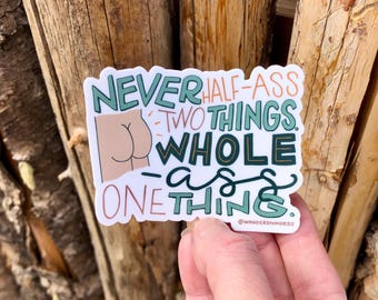 Pegatina de "Culo entero", pegatina divertida, pegatina de comedia, pegatina de arte con letras a mano, pegatina de Parks and Rec