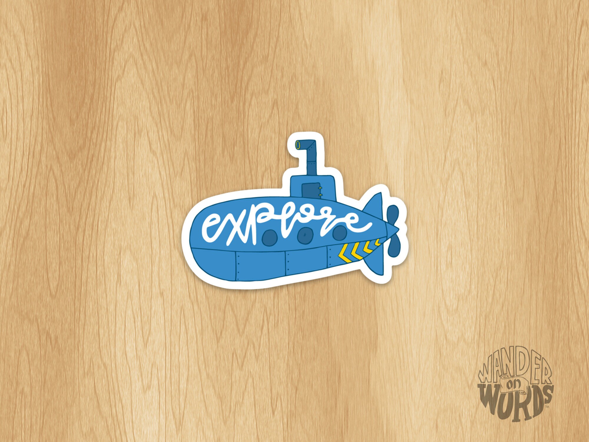 Hand-lettered Explore Sticker, Submarine Sticker, Hand-lettering ...