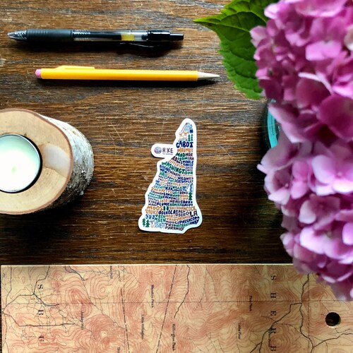 Handlettered Hike New Hampshire Sticker Mountains of New Etsy
