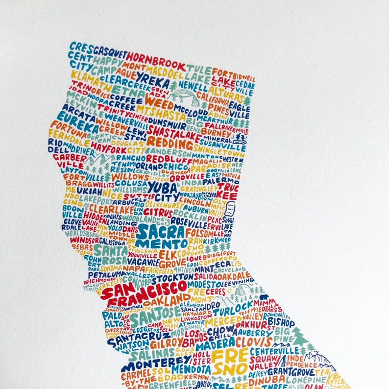Handlettered California Card California Gift California Etsy