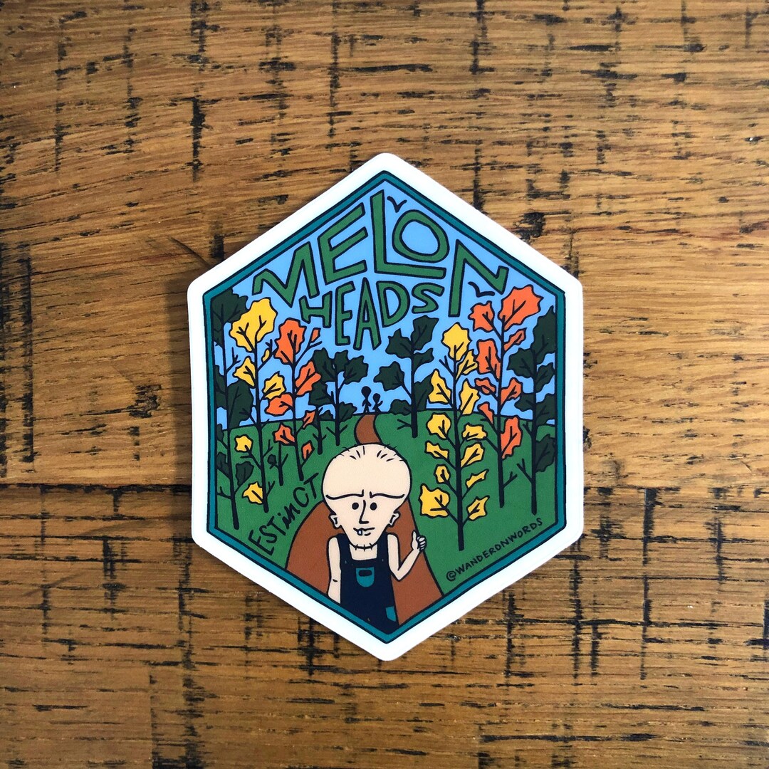 Handlettered Melon Heads Sticker, Connecticut Sticker, Mythological