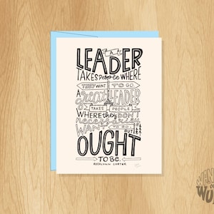 Carte de citation de grand leader avec lettres à la main, carte pour carte de leader, carte de motivation, carte d'inspiration, carte d'encouragement, carte pour patron