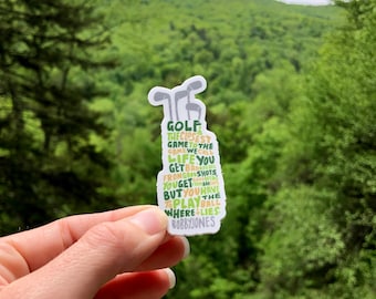 Hand-Lettered Golf Sticker, Golf Clubs Sticker, Golfer Sticker, Inspirational Sticker, Golf Quote Sticker, Hand-Lettered Sticker